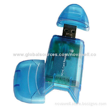 USB2.0 SD Card Reader, Plug & Play, Half-transparent Housing